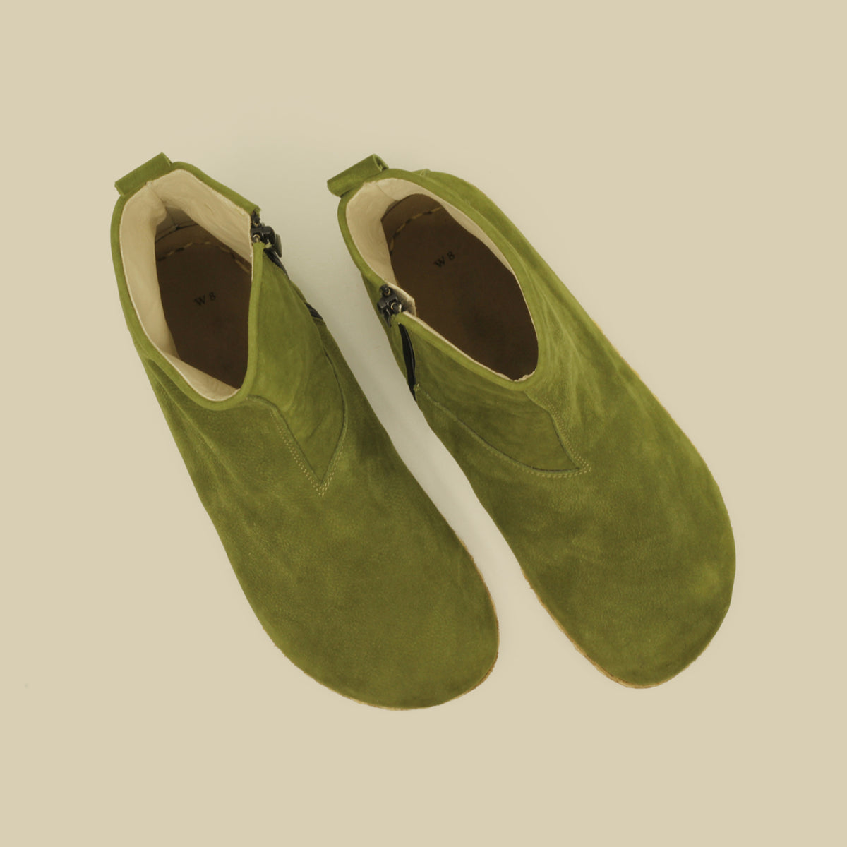 Erkek Yeşil Nubuk Fermuarlı Barefoot Bot, 6. fotoğraf