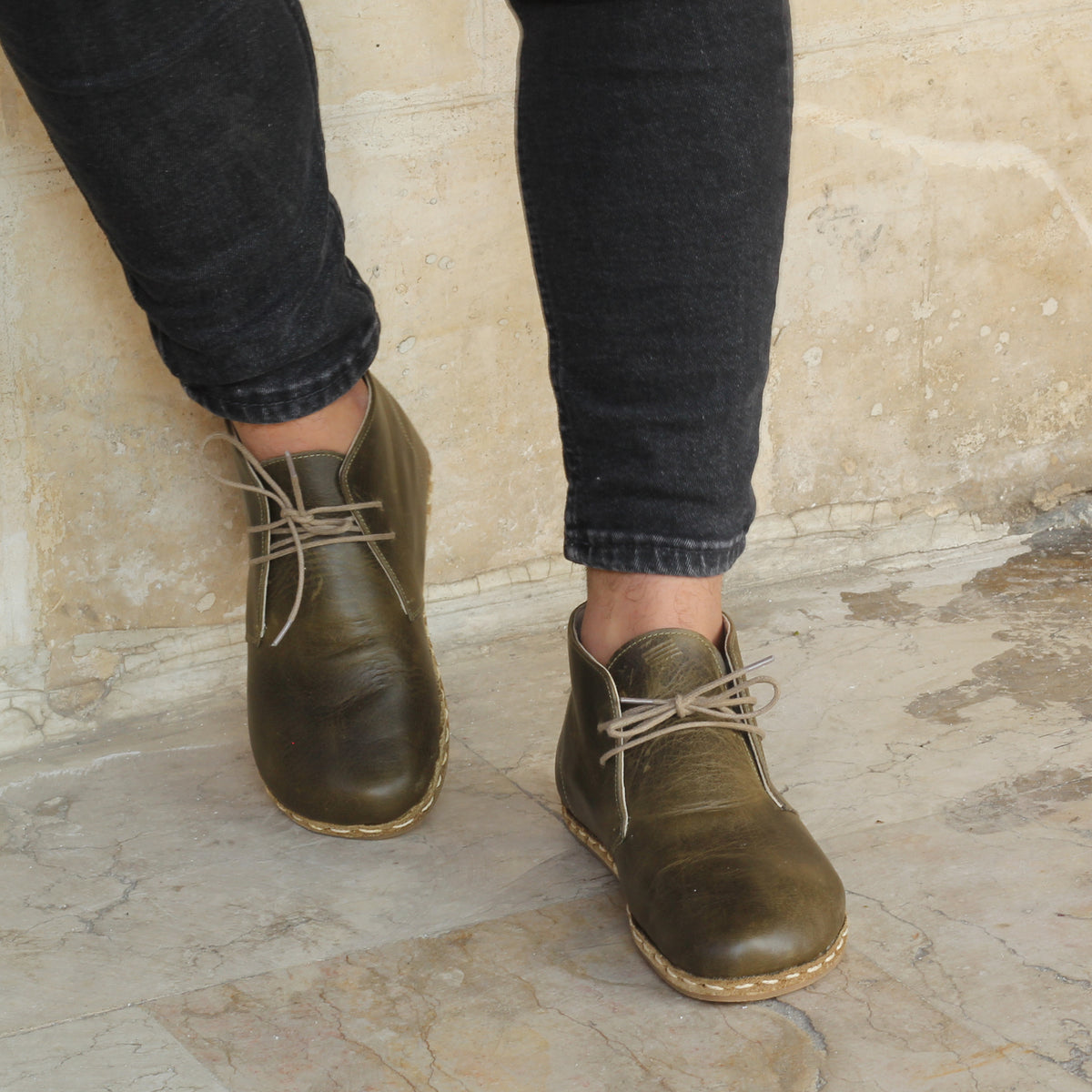 Erkek Zeytin Yeşili Parçalı Barefoot Bot, 7. fotoğraf