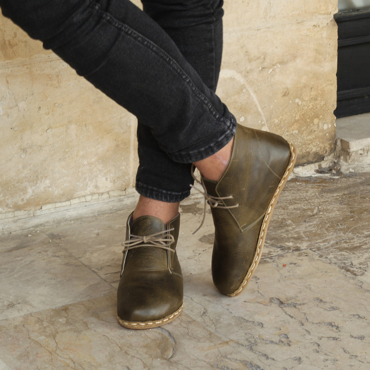 Erkek Zeytin Yeşili Parçalı Barefoot Bot, 8. fotoğraf