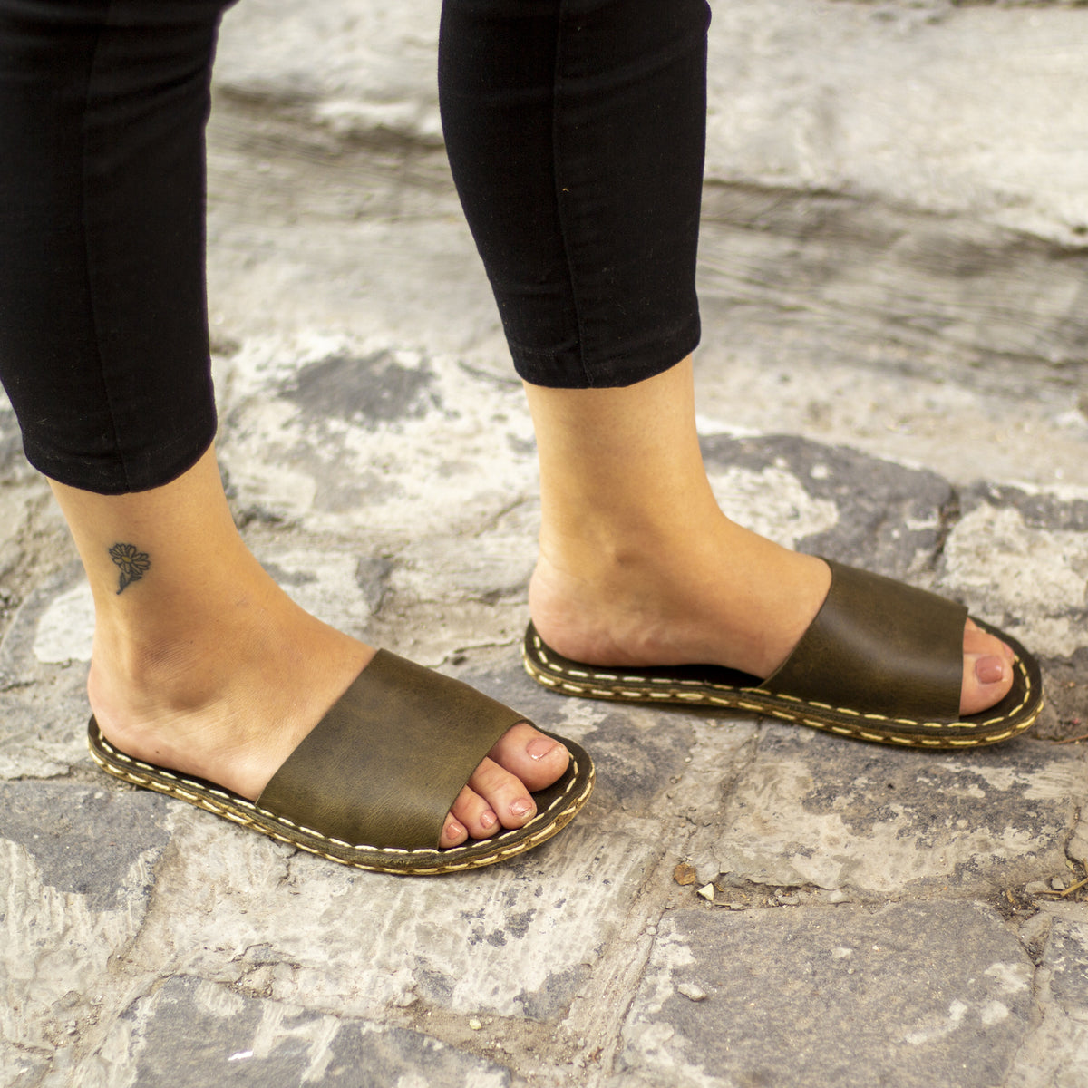 Kadın Zeytin Yeşili Boyka Barefoot Terlik, 4. fotoğraf