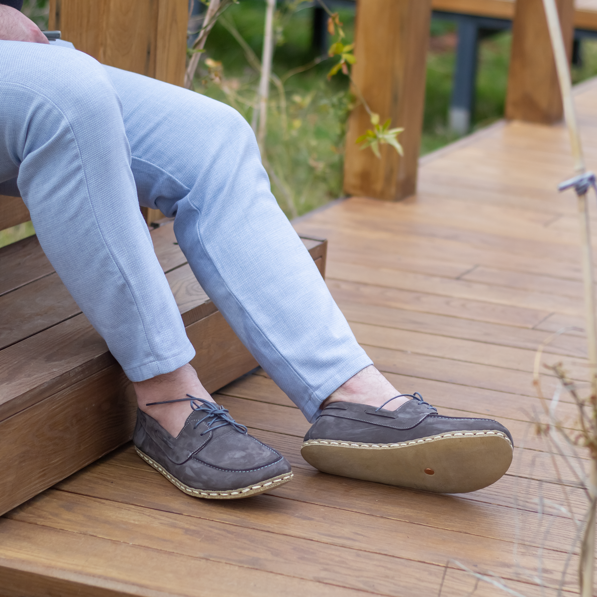Erkek Gri Nubuk Mellow Barefoot Ayakkabı, 4. fotoğraf