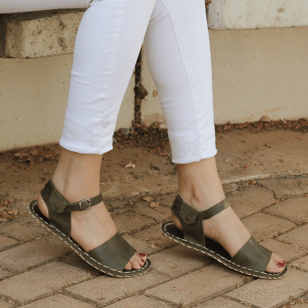 Kadın Zeytin Yeşili Lena Barefoot Sandalet, 1. fotoğraf