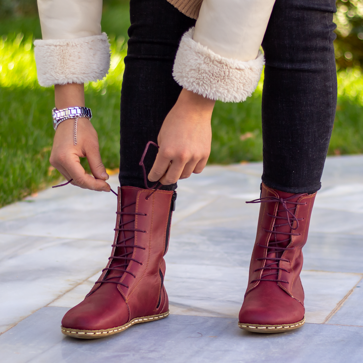 Kadın Bordo Barefoot Bot, 8. fotoğraf