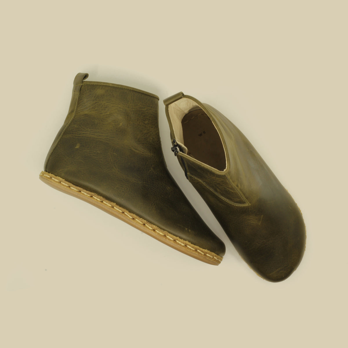 Erkek Zeytin Yeşili Fermuarlı Barefoot Bot, 4. fotoğraf