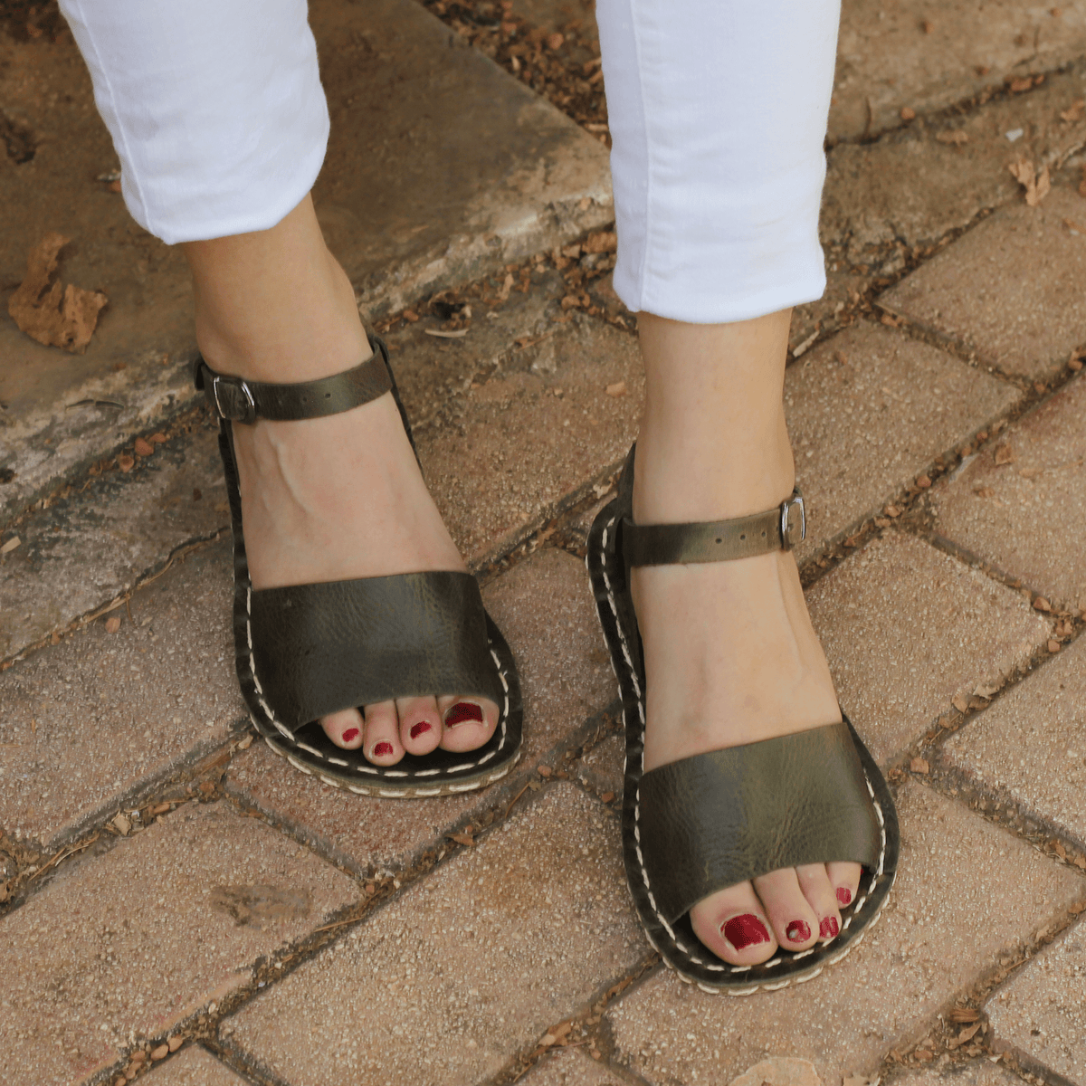 Kadın Zeytin Yeşili Lena Barefoot Sandalet, 4. fotoğraf