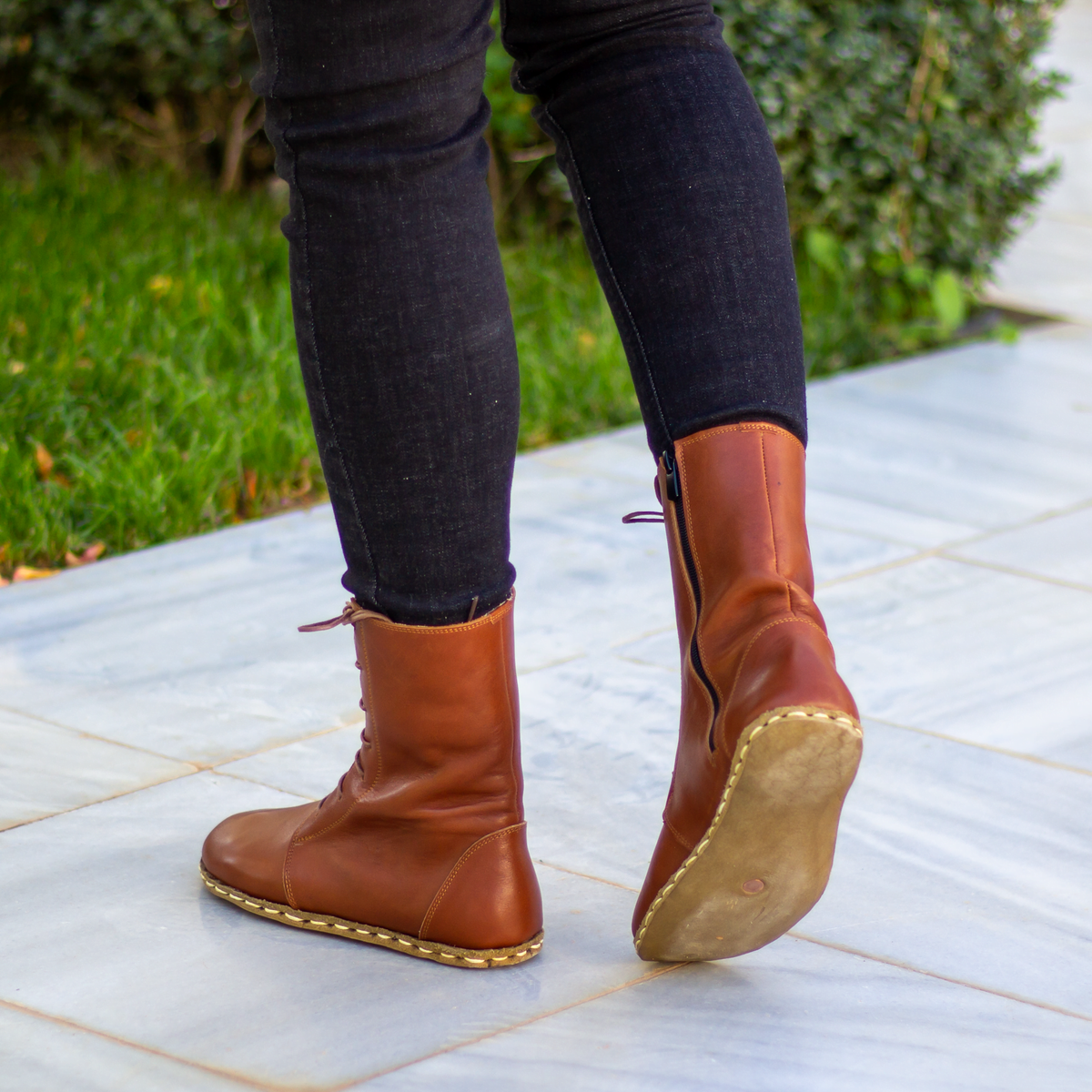 Kadın Parlak Kahve Barefoot Bot, 6. fotoğraf