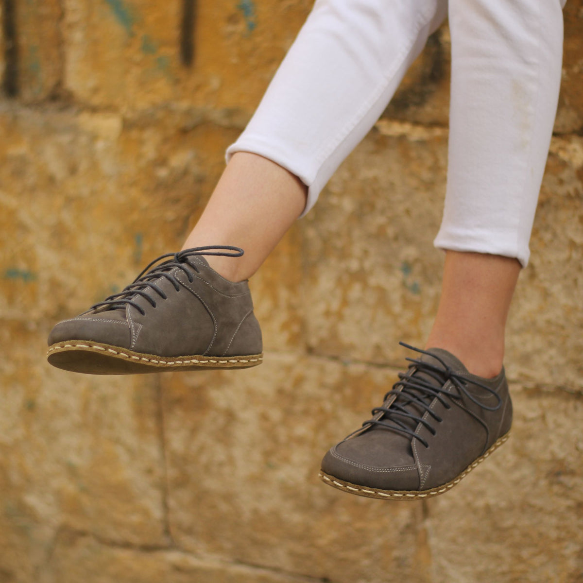 Kadın Gri Nubuk Sneaker Barefoot Ayakkabı, 3. fotoğraf