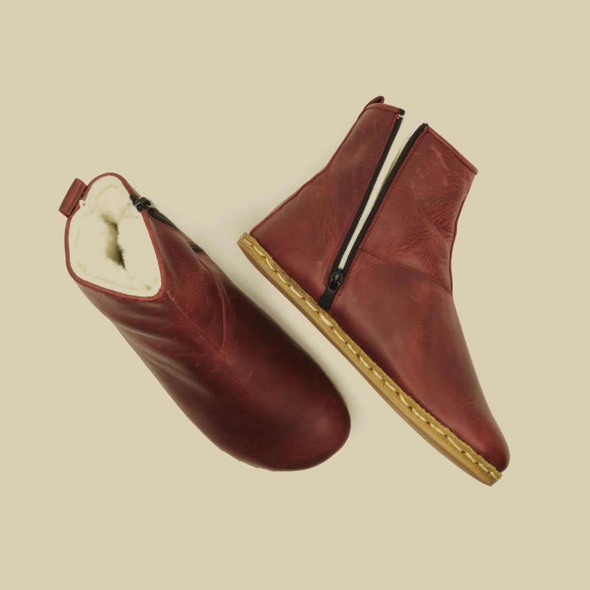 Erkek Bordo Fermuarlı Barefoot Bot, 4. fotoğraf