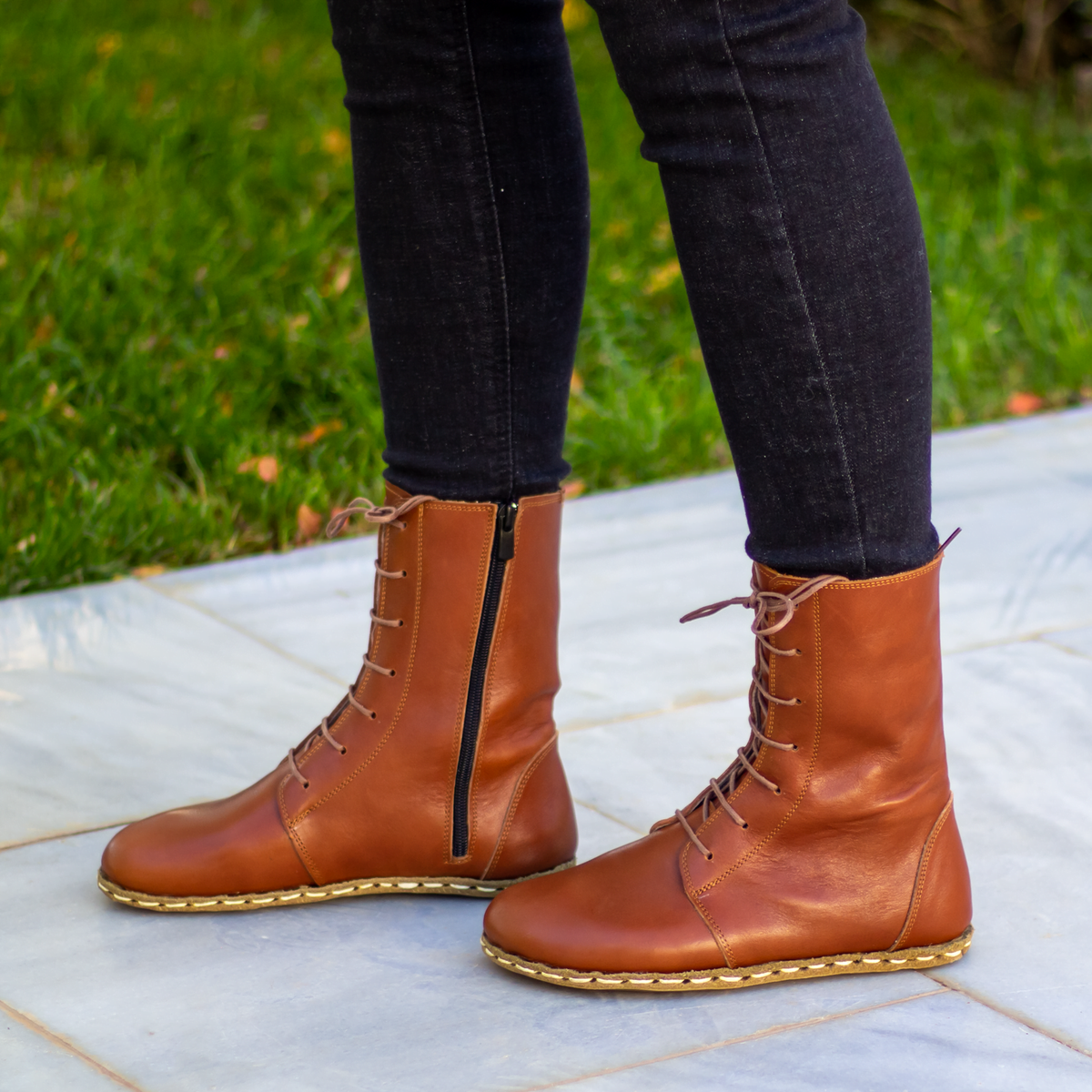 Kadın Parlak Kahve Barefoot Bot, 8. fotoğraf
