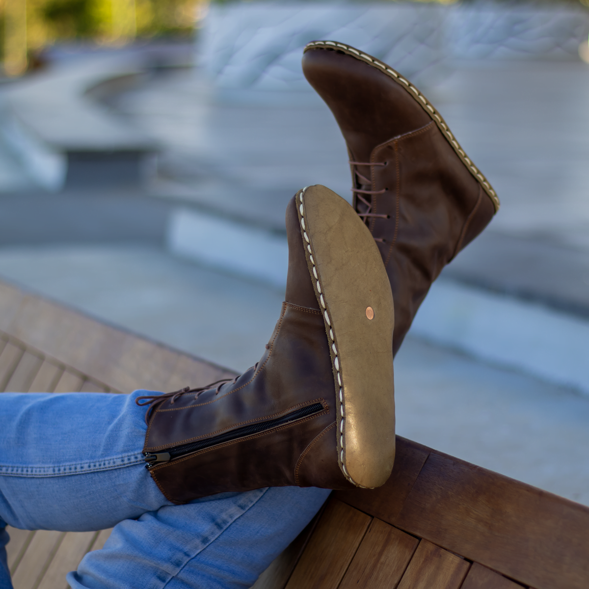 Erkek Klasik Kahverengi Barefoot Bot, 5. fotoğraf