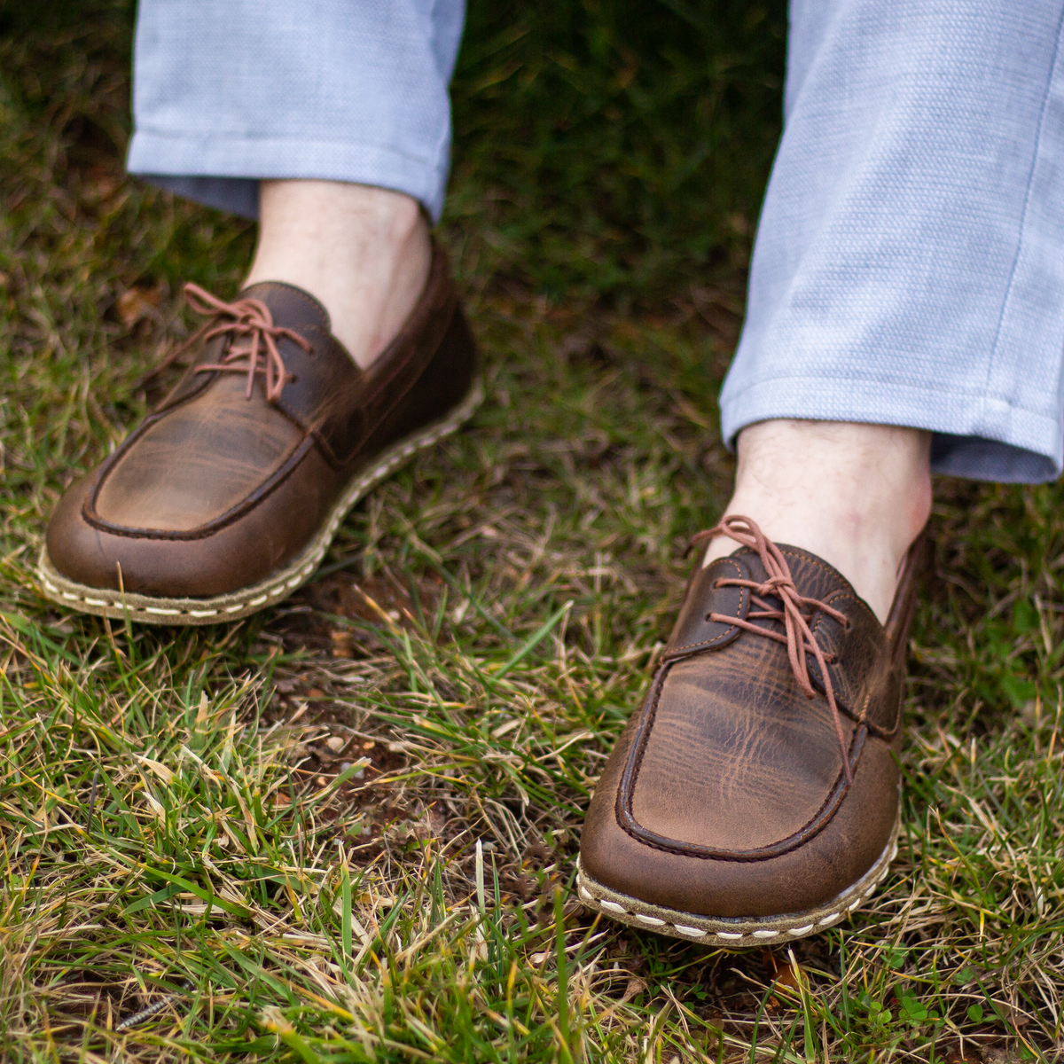 Erkek Klasik Kahverengi Mellow Barefoot Ayakkabı, 5. fotoğraf