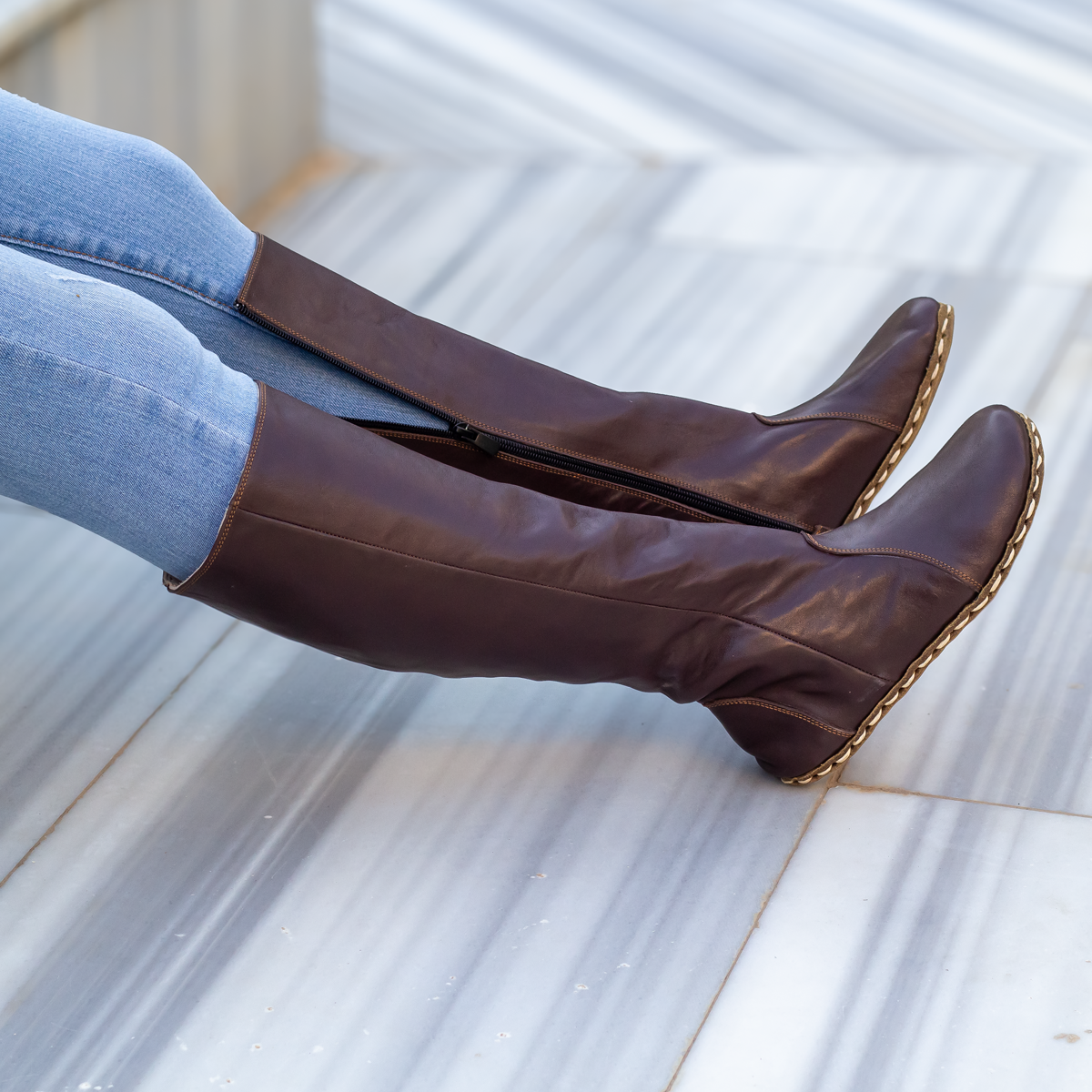 Kadın Fındık Kahve Barefoot Çizme, 4. fotoğraf