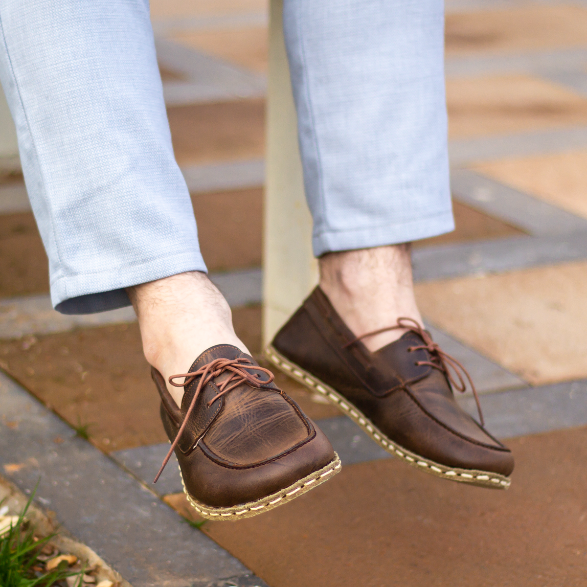 Erkek Klasik Kahverengi Mellow Barefoot Ayakkabı, 3. fotoğraf