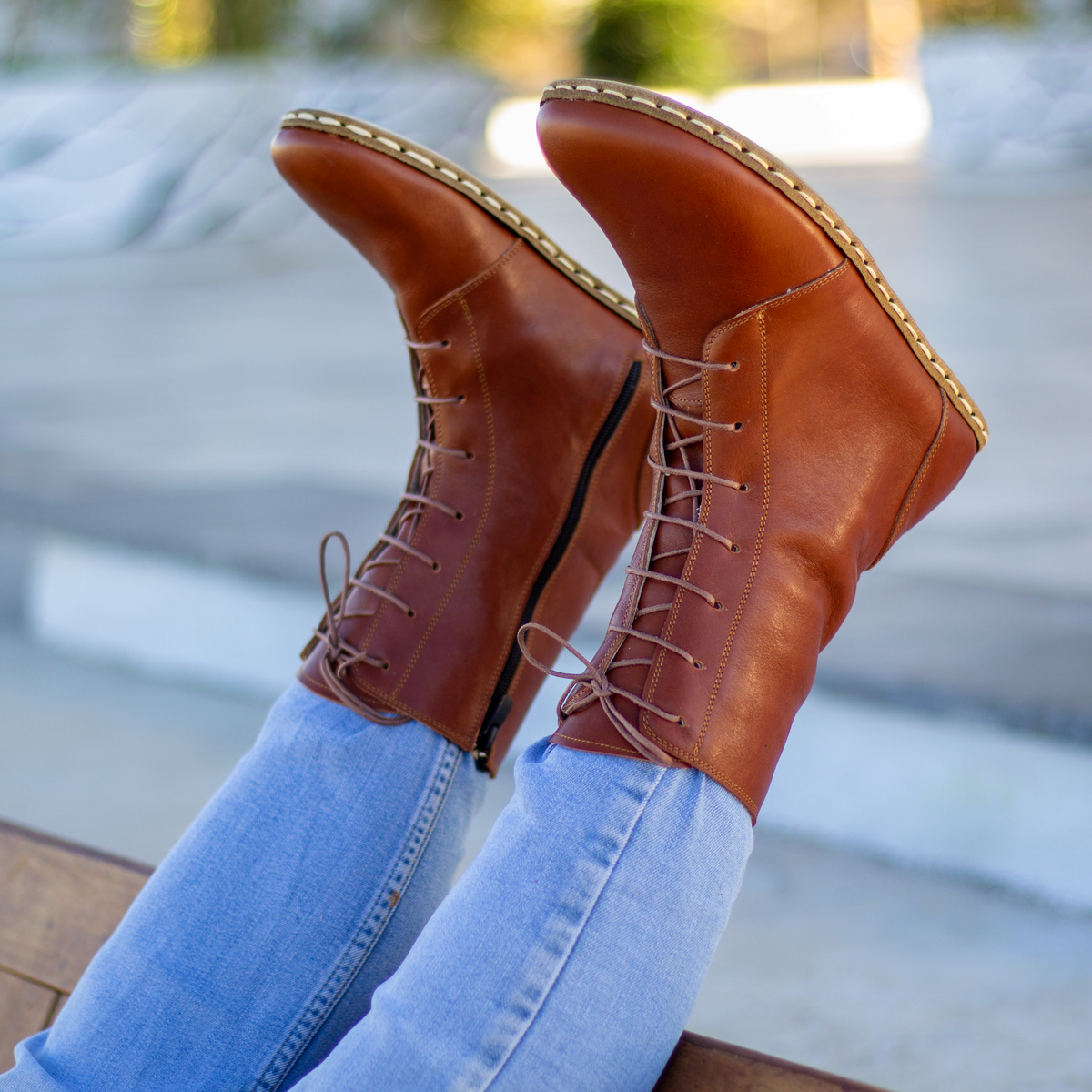 Erkek Parlak Kahve Barefoot Bot, 5. fotoğraf