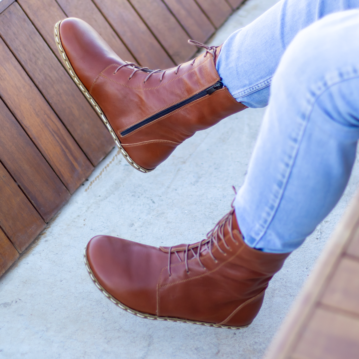Erkek Parlak Kahve Barefoot Bot, 4. fotoğraf