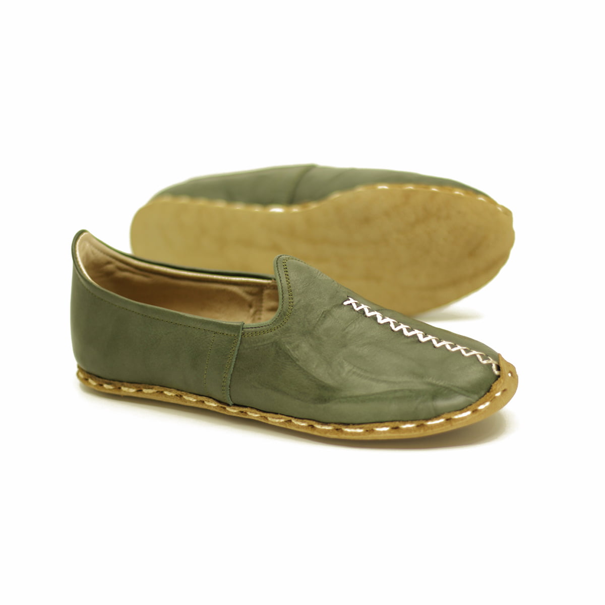 Erkek Yeşil Saraçlı Dana Derisi Yemeni Çarık, 4. fotoğraf