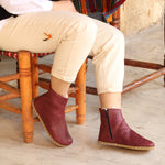 Kadın Bordo Fermuarlı Barefoot Bot, 1. fotoğraf