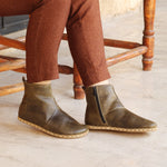 Kadın Zeytin Yeşili Fermuarlı Barefoot Bot, 1. fotoğraf