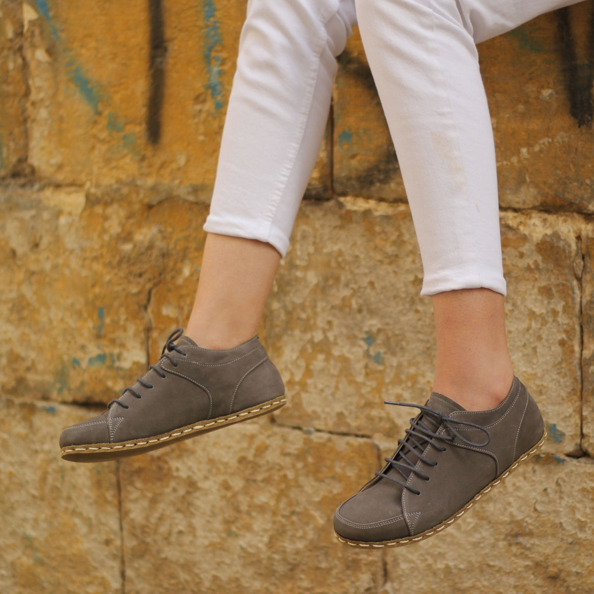 Kadın Gri Nubuk Sneaker Barefoot Ayakkabı, 6. fotoğraf