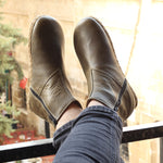Erkek Zeytin Yeşili Fermuarlı Barefoot Bot, 1. fotoğraf