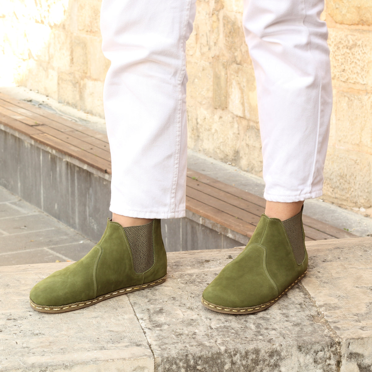 Kadın Yeşil Nubuk Chelsea Barefoot Bot, 4. fotoğraf