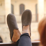 Kadın Gri Nubuk Kürklü Barefoot Terlik, 4. fotoğraf