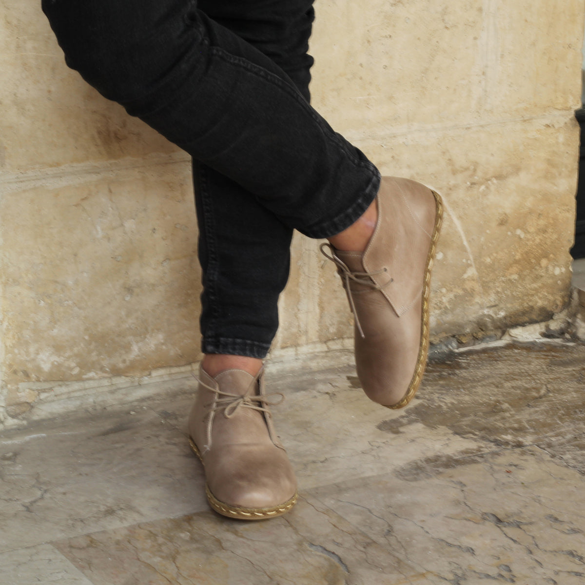Erkek Bej Parçalı Barefoot Bot, 6. fotoğraf