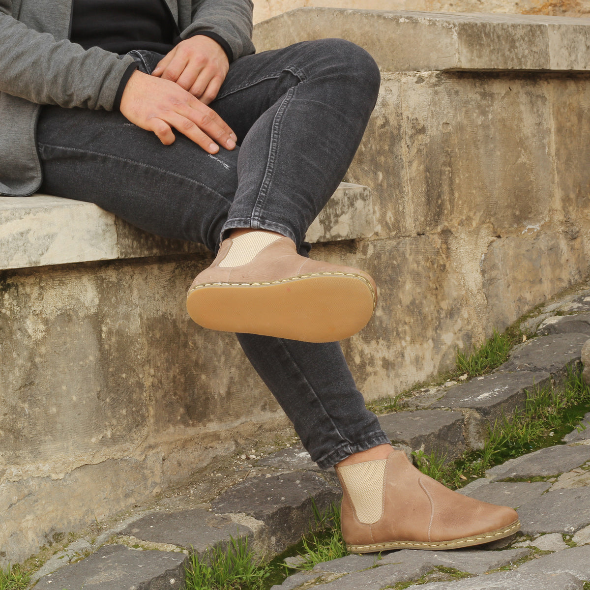 Erkek Bej Parçalı Barefoot Bot, 2. fotoğraf