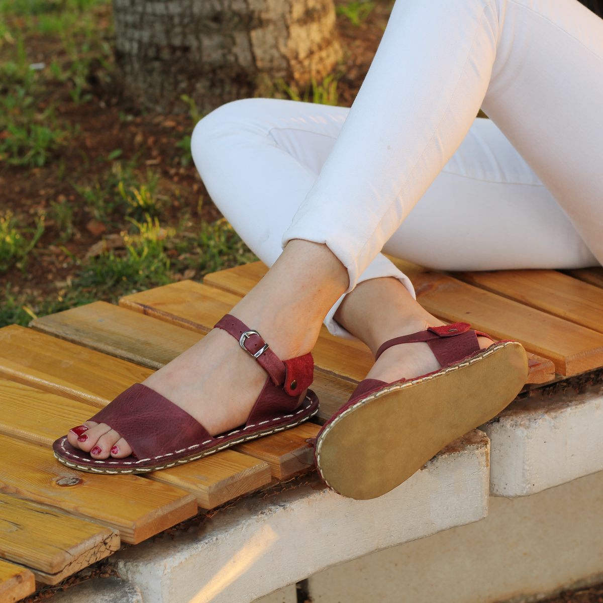 Kadın Bordo Lena Barefoot Sandalet, 5. fotoğraf
