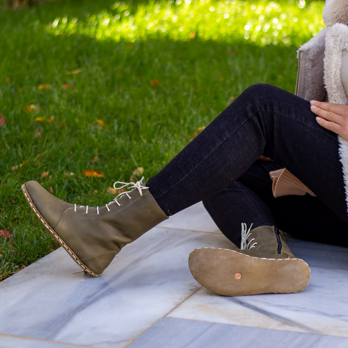 Kadın Zeytin Yeşili Barefoot Bot, 9. fotoğraf