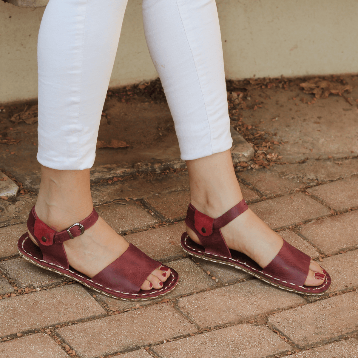 Kadın Bordo Lena Barefoot Sandalet, 4. fotoğraf