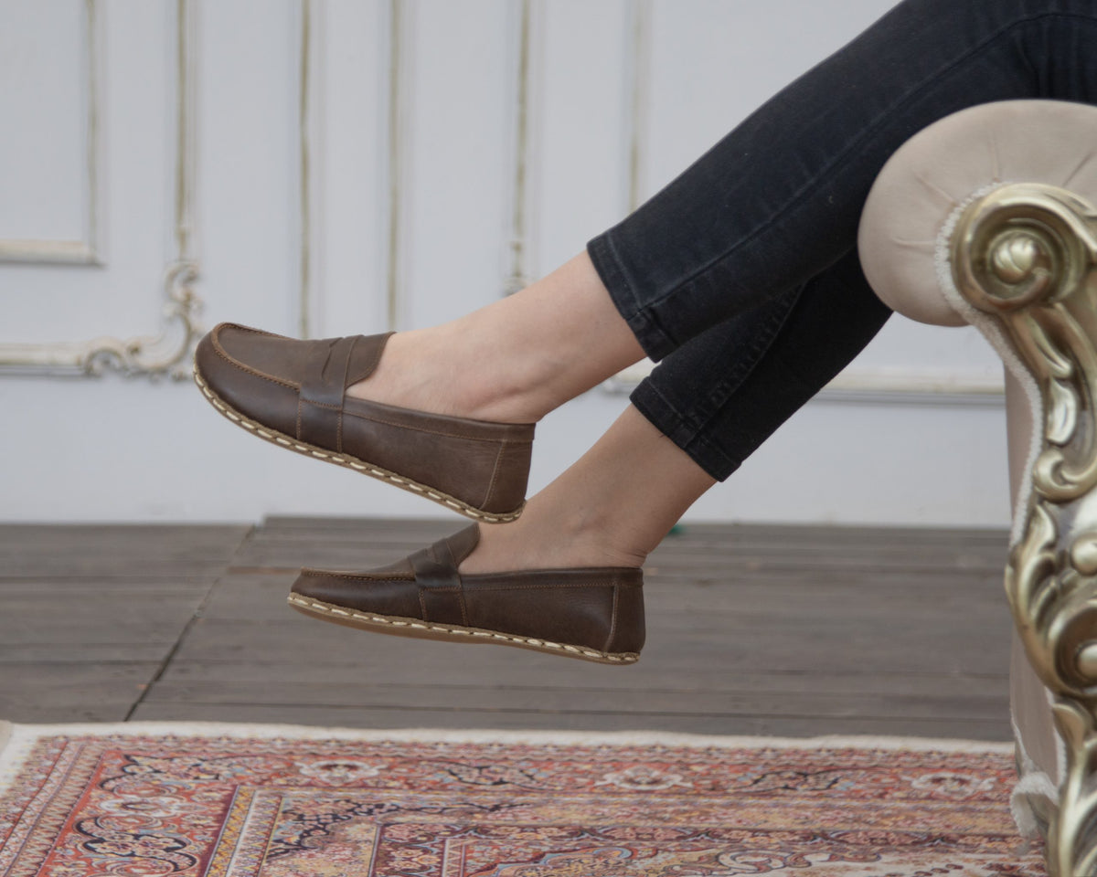 Kadın Klasik Kahve Atkılı Barefoot Ayakkabı, 5. fotoğraf