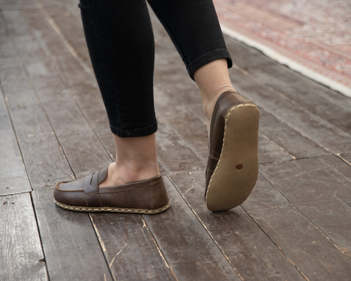 Kadın Klasik Kahve Atkılı Barefoot Ayakkabı, 9. fotoğraf