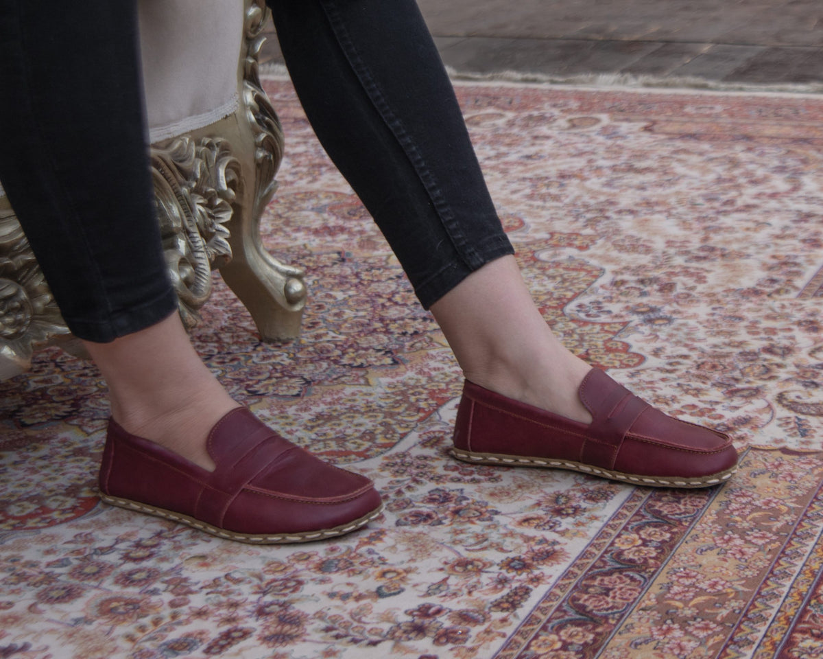 Kadın Bordo Atkılı Barefoot Ayakkabı, 4. fotoğraf