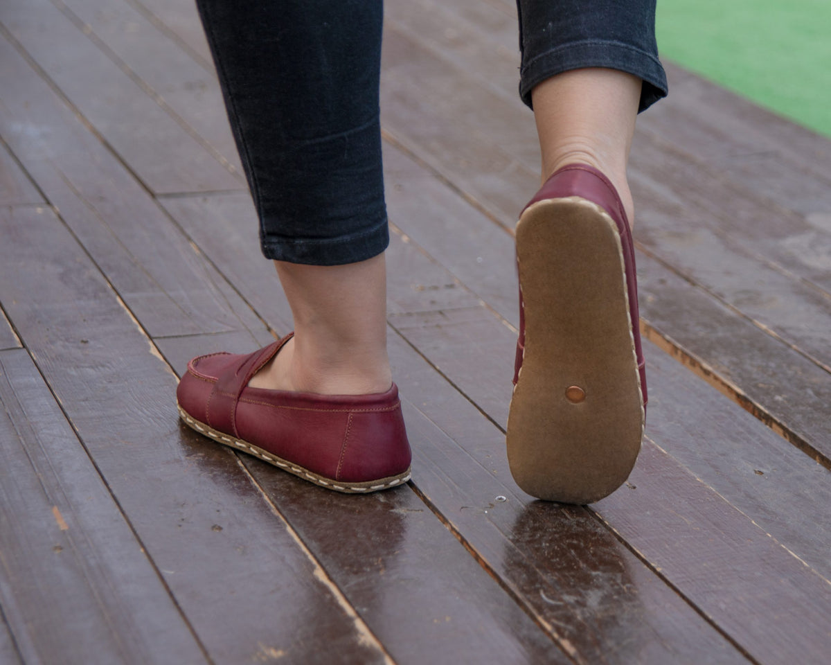 Kadın Bordo Atkılı Barefoot Ayakkabı, 9. fotoğraf