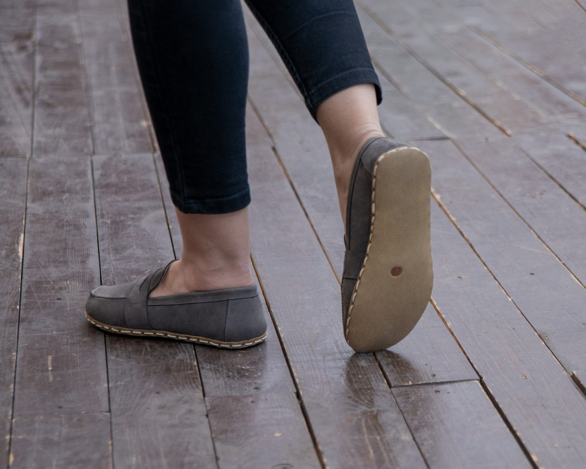 Kadın Gri Nubuk Atkılı Barefoot Ayakkabı, 8. fotoğraf