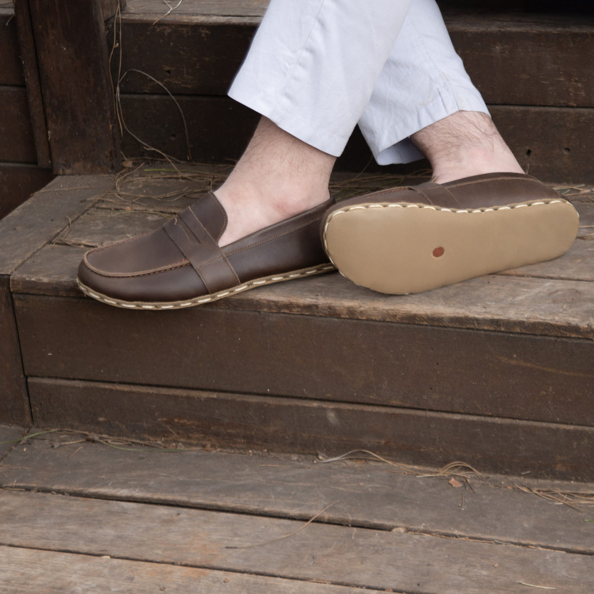 Erkek Klasik Kahve Atkılı Barefoot Ayakkabı, 3. fotoğraf