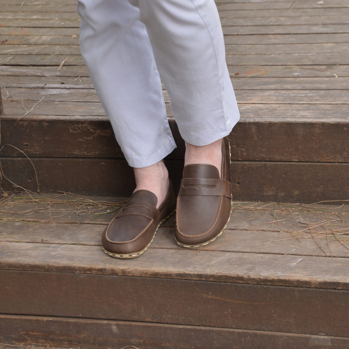 Erkek Klasik Kahve Atkılı Barefoot Ayakkabı, 5. fotoğraf