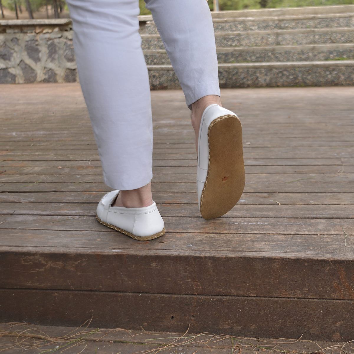 Erkek Beyaz Atkılı Barefoot Ayakkabı, 7. fotoğraf