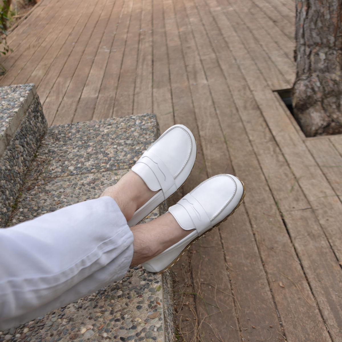 Erkek Beyaz Atkılı Barefoot Ayakkabı, 1. fotoğraf