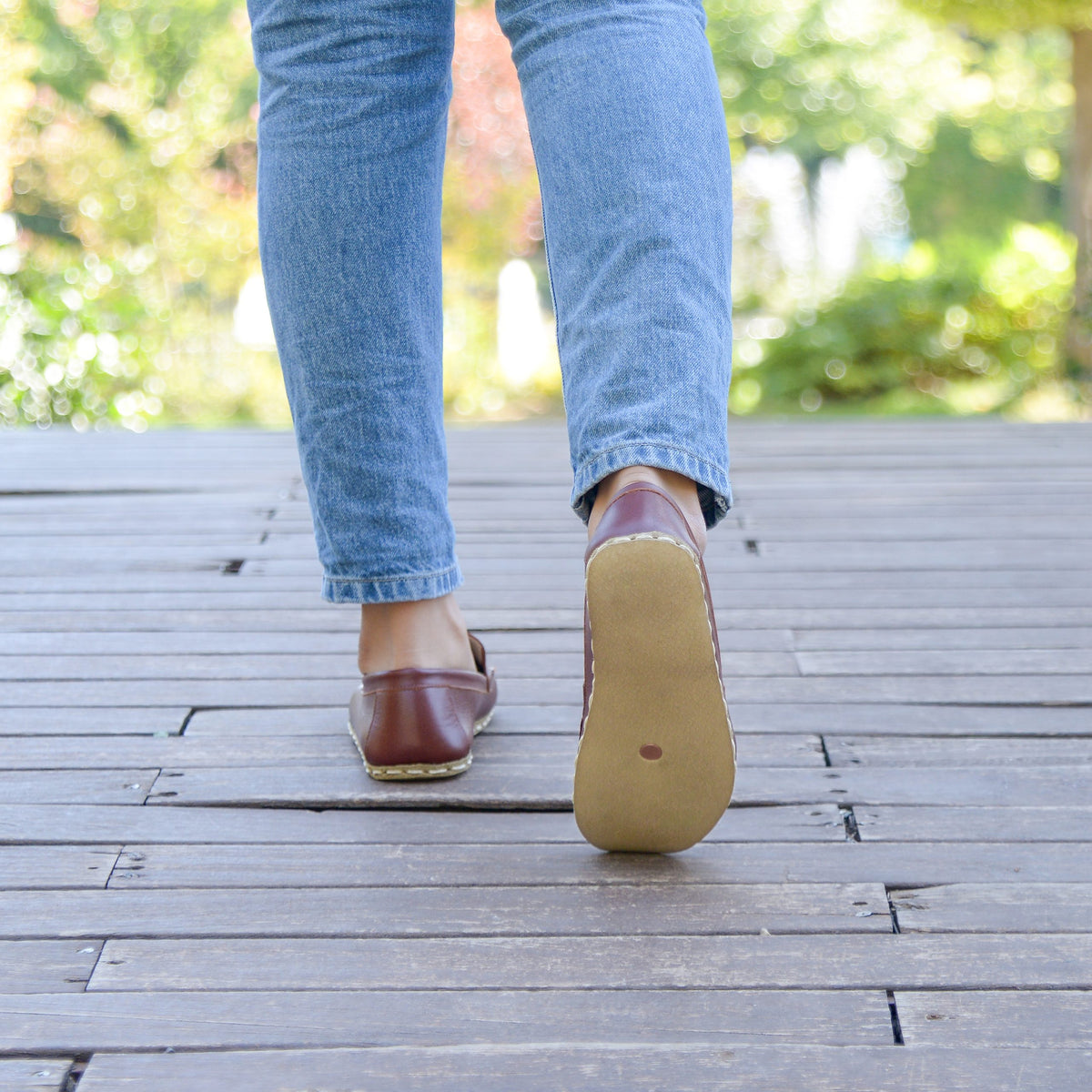 Kadın Parlak Kahve Makasyon Barefoot Ayakkabı, 4. fotoğraf