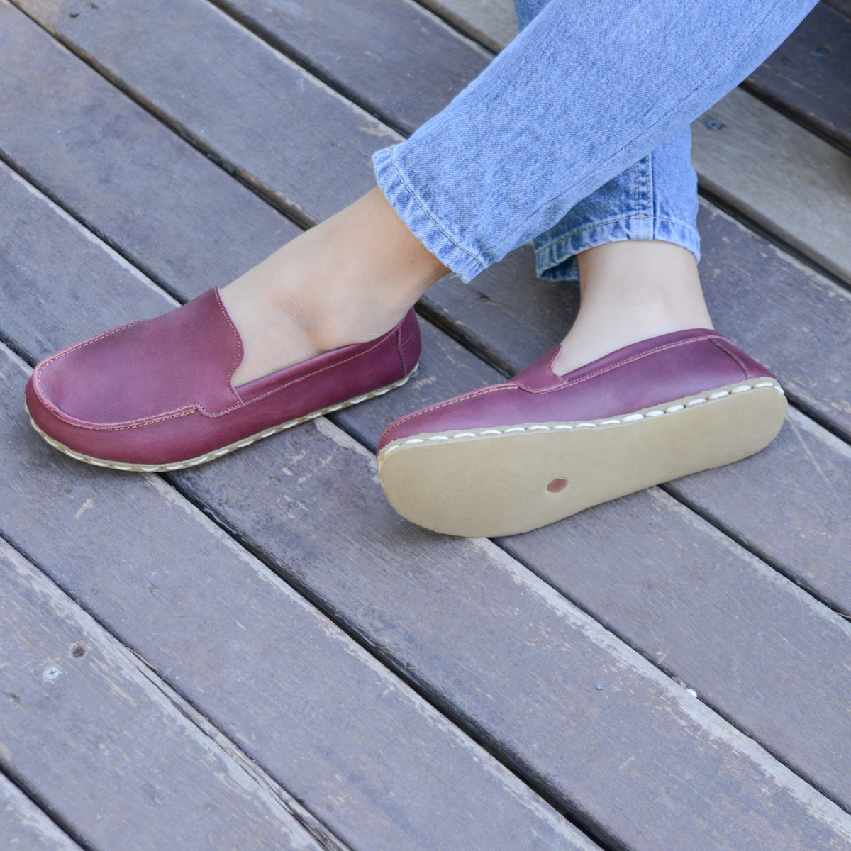 Kadın Bordo Makasyon Barefoot Ayakkabı, 9. fotoğraf