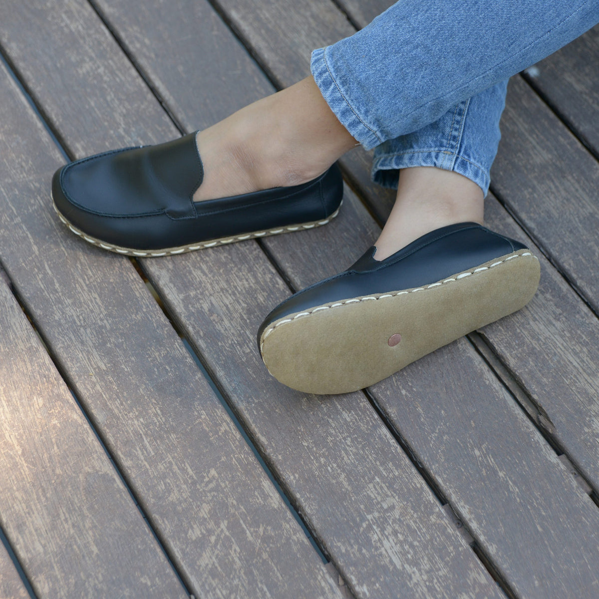 Kadın Siyah Makasyon Barefoot Ayakkabı, 8. fotoğraf