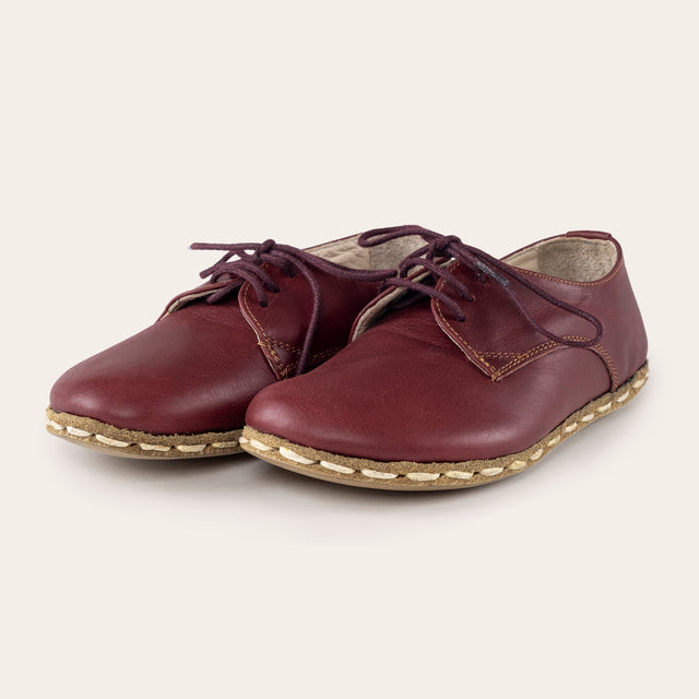 Çocuk Barefoot Yalınayak Bağcıklı Oxford Ayakkabı, Bordo