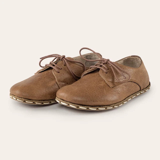 Çocuk Barefoot Yalınayak Bağcıklı Oxford Ayakkabı, Crazy Kahve