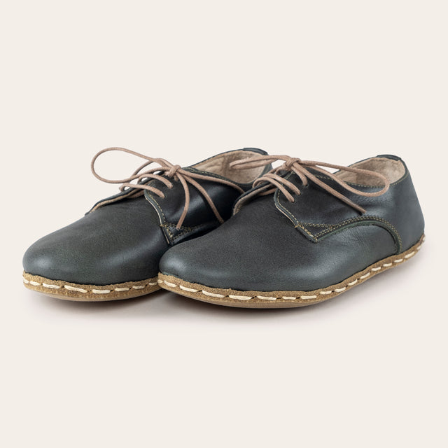 Çocuk Barefoot Yalınayak Bağcıklı Oxford Ayakkabı, Haki
