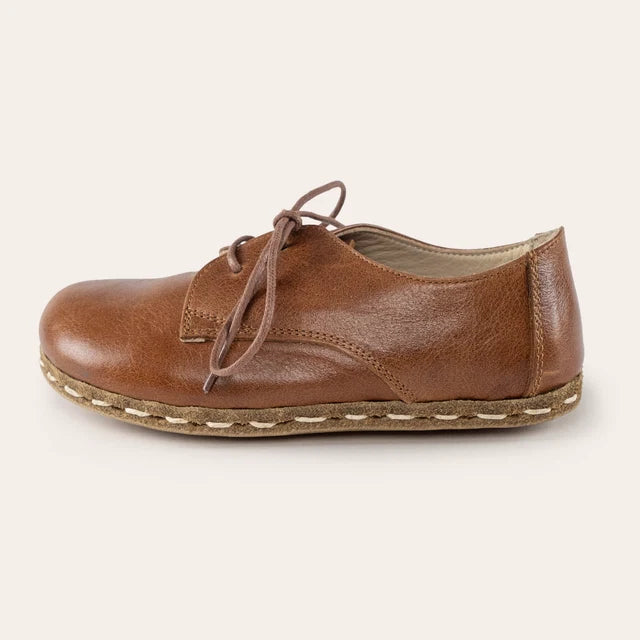 Çocuk Barefoot Yalınayak Bağcıklı Oxford Ayakkabı, Kahve