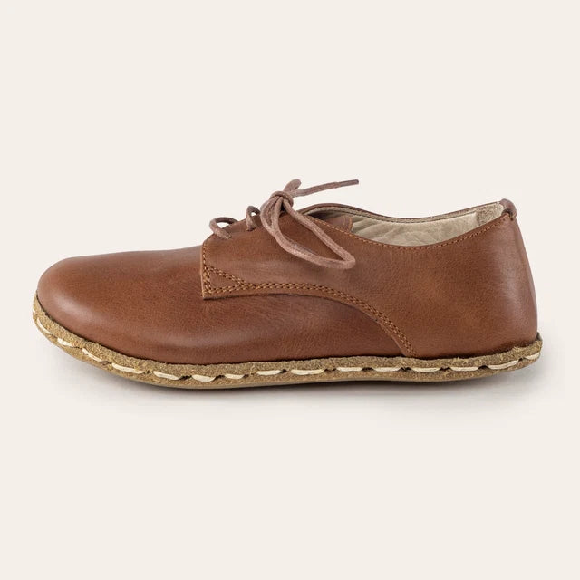 Çocuk Barefoot Yalınayak Bağcıklı Oxford Ayakkabı, Kahverengi