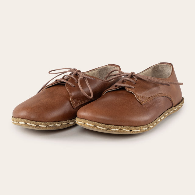 Çocuk Barefoot Yalınayak Bağcıklı Oxford Ayakkabı, Kahverengi
