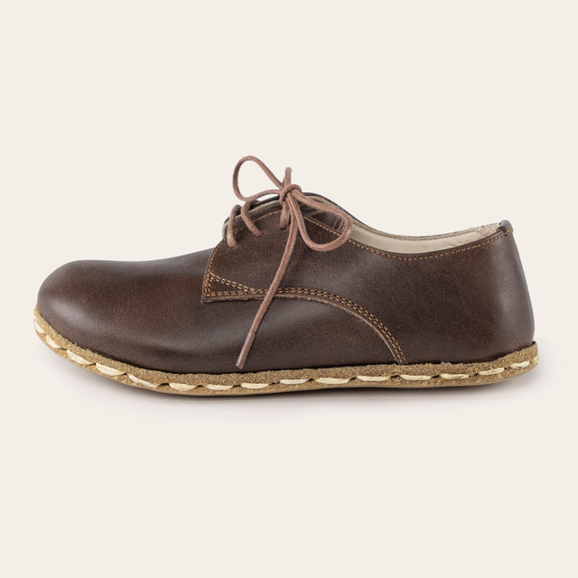 Çocuk Barefoot Yalınayak Bağcıklı Oxford Ayakkabı, Koyu Kahve